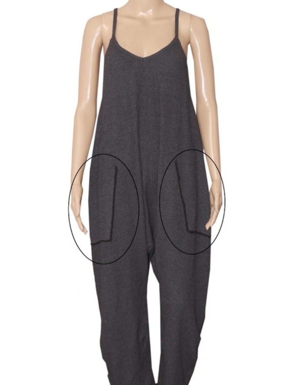 Free People FP One Frankie Jumpsuit Washed Black Harem Leg Waffle L